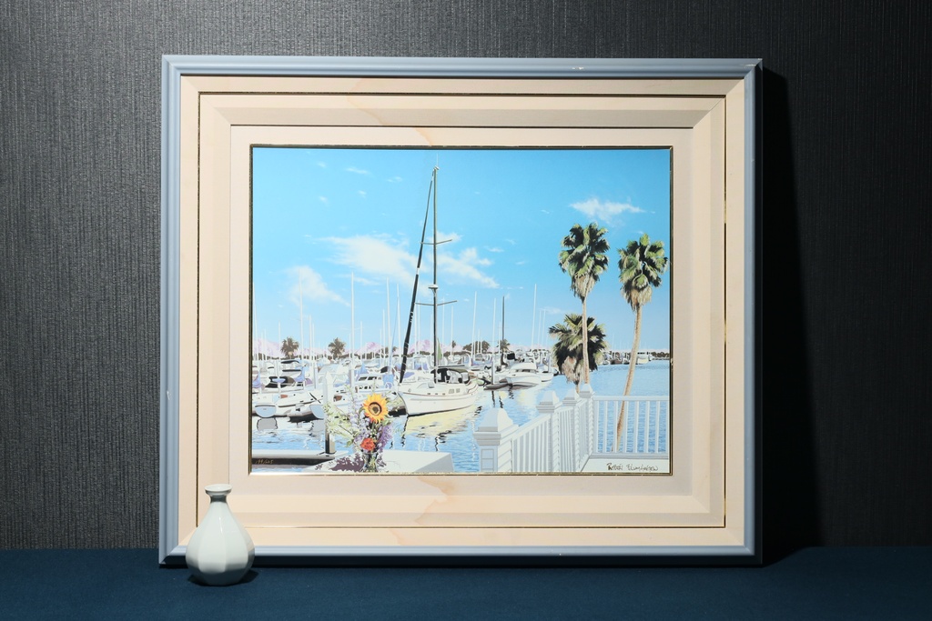 美國名家 Robert Blumhagen 限量簽名海報 聖塔芭芭拉港