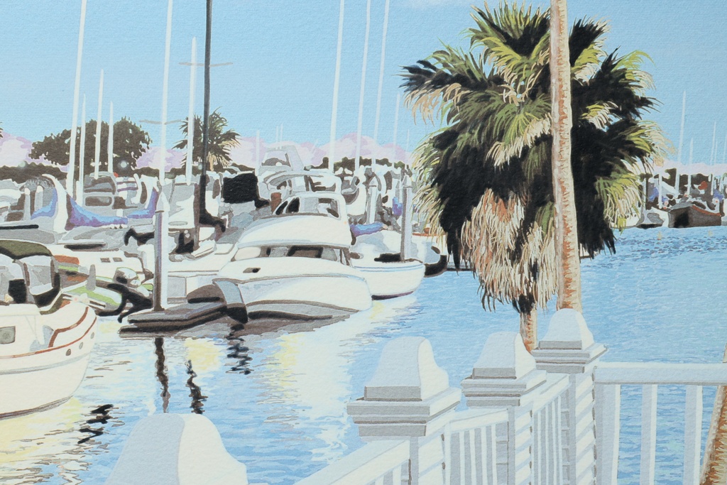 美國名家 Robert Blumhagen 限量簽名海報 聖塔芭芭拉港