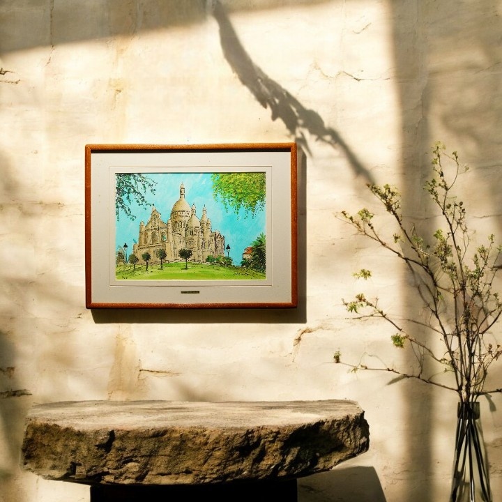 二紀会 坂本益夫 版畫手工上彩 巴黎聖心堂  