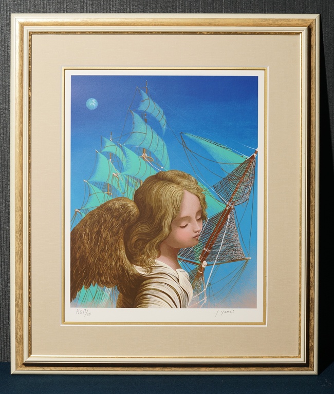 附證明書 柳井伊都岐 非賣品限量簽名版畫 天使の出航  