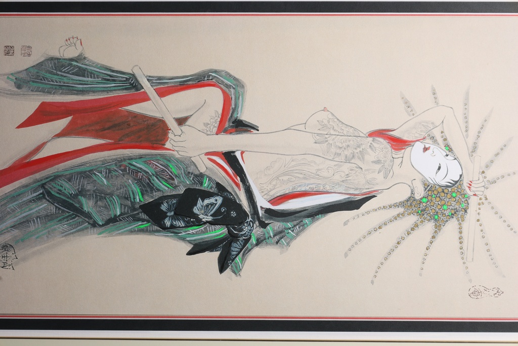 原價28萬日圓 墨彩畫名家 武井泰道 巨幅 限量簽名海報 創化の華  