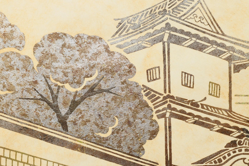 日本 金箔貼畫 城下  