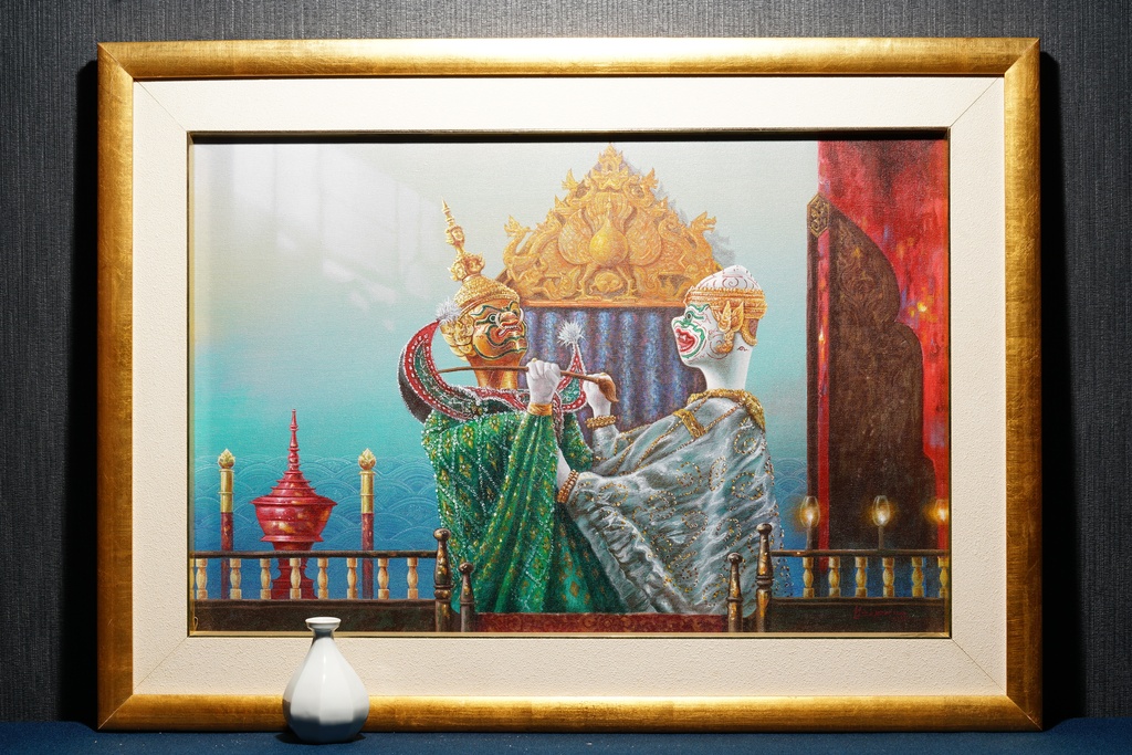 泰國名家 Yospong 大型 金框手繪 羅摩衍那