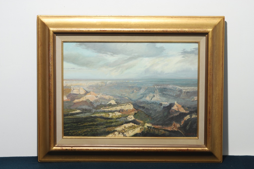 名家 A.Bazard 金框 手繪油畫 大峽谷  