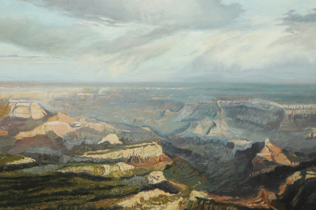 名家 A.Bazard 金框 手繪油畫 大峽谷  