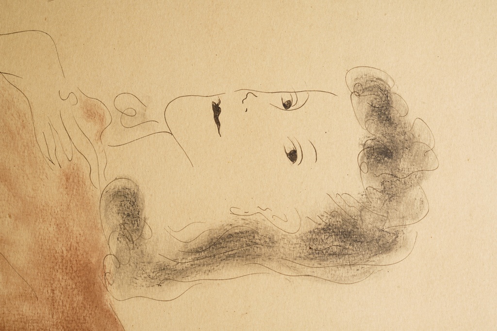 大師 藤田嗣治款 手繪 私の好きな女性  