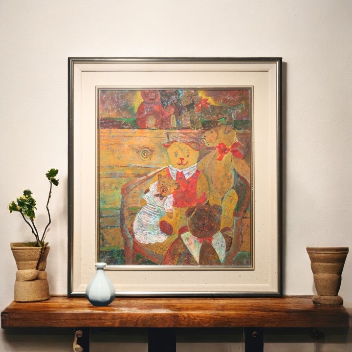 大型 手繪膠彩 玩偶家族  