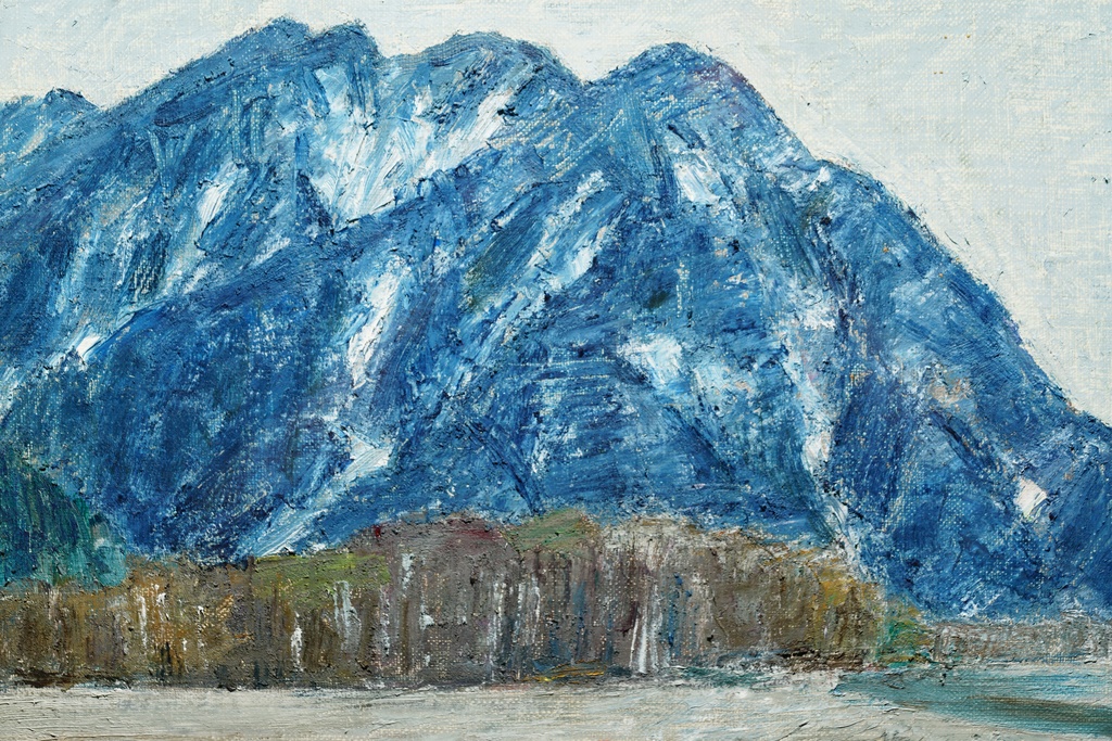 名家 楠田正成 金框 手繪油畫 上高地  