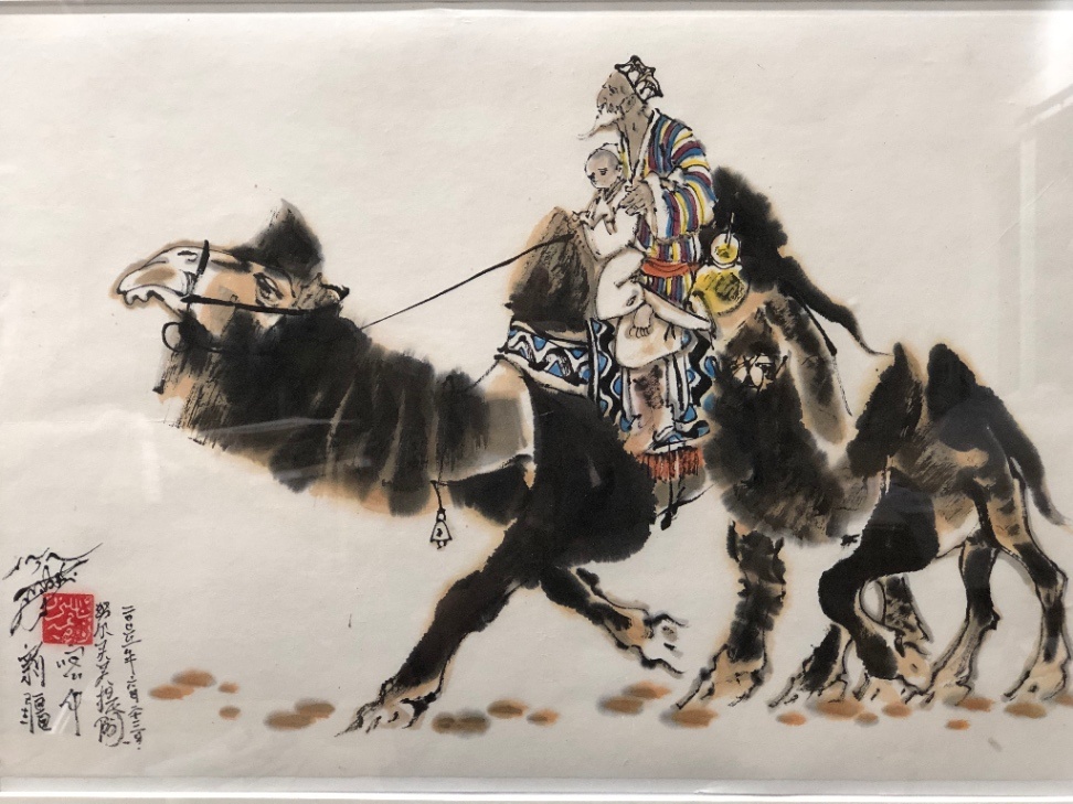 新疆名家 努爾買買提．阿不力孜 手繪 絲路遠行  