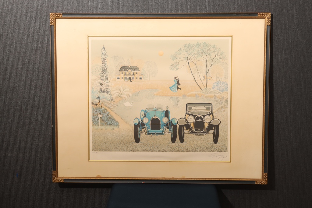 法國名家 Françoise de Gail 大型 限量簽名版畫 白晝之月 