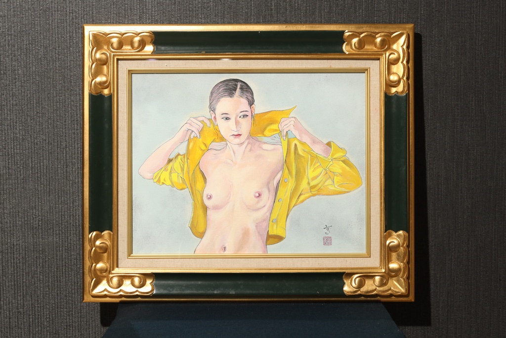 美人畫名家 高塚省吾 手繪 黃衣佳人  