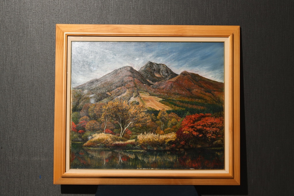 名家 小野寺  手繪油畫 大正池紅葉  