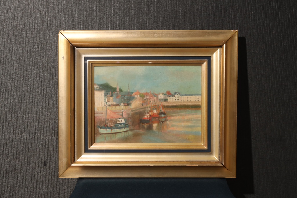 二科会審查員 小玉光雄 金框 手繪油畫 翁夫勒的早晨  