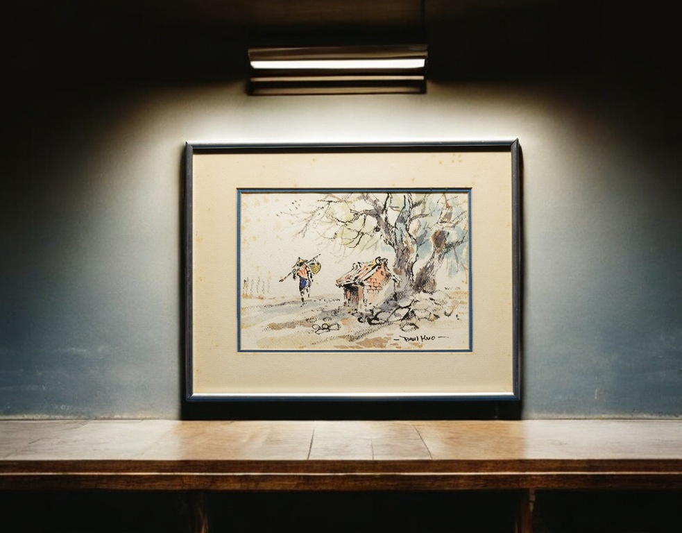 國立臺灣美術館典藏名家 郭博修 手繪 小廟 